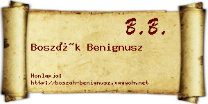 Boszák Benignusz névjegykártya